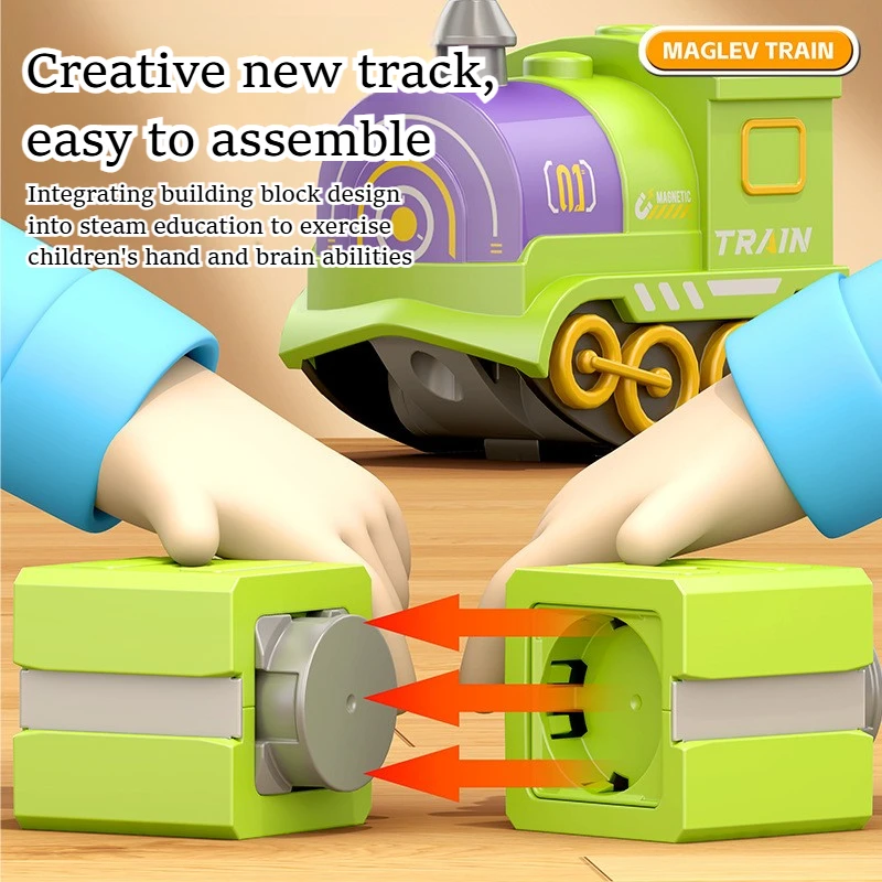 129PCS Creative Large Particles Diy Electric Magnetic Track Train Set Building Blocks Educational Toys Gift For Children Kids