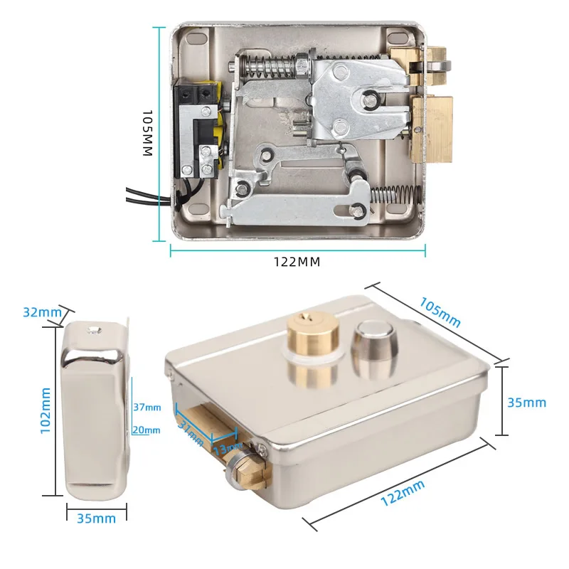 Cerradura electrónica integrada de doble cabezal, cerradura de puerta eléctrica antirrobo para Control de acceso, sistema de teléfono de puerta de vídeo, tienda en casa