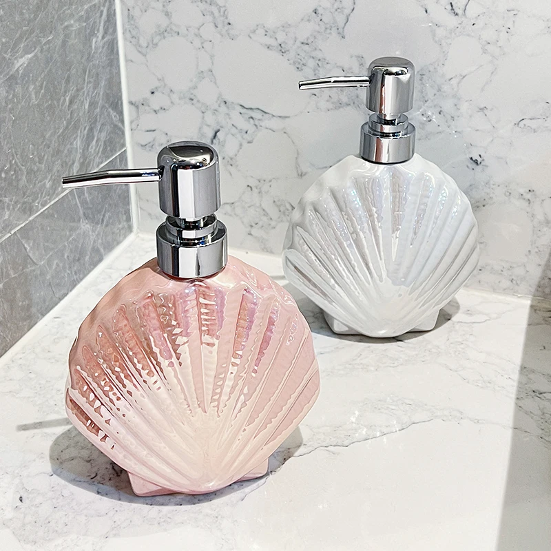 WHYOU-Scallop Liquid Soap Dispensers, Lotion Bottle, Emulsion, Latex Hand Wish Bottles, Light Luxury Bathroom Accessories Set