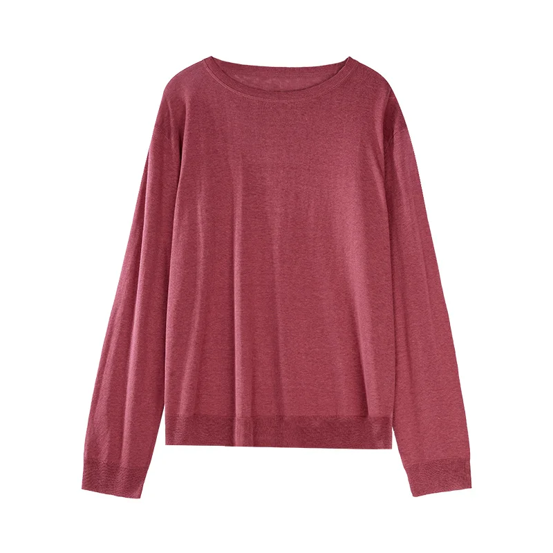 

Linen Silk Knitted Overhead Sweater Humahaha Ice Ice Women's Fashion Spring 2026 Knitted Fabric Female Gender Overhead Wear