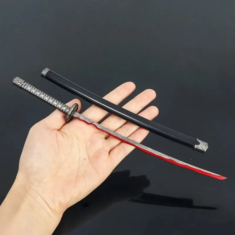 26 cm Spiel Peripherie Flüsse des Blutes Japanisches Elden Spiel Schwert Metall Modell Samurai Schwert Waffe Schlüsselanhänger Dekoration Geschenke Spielzeug