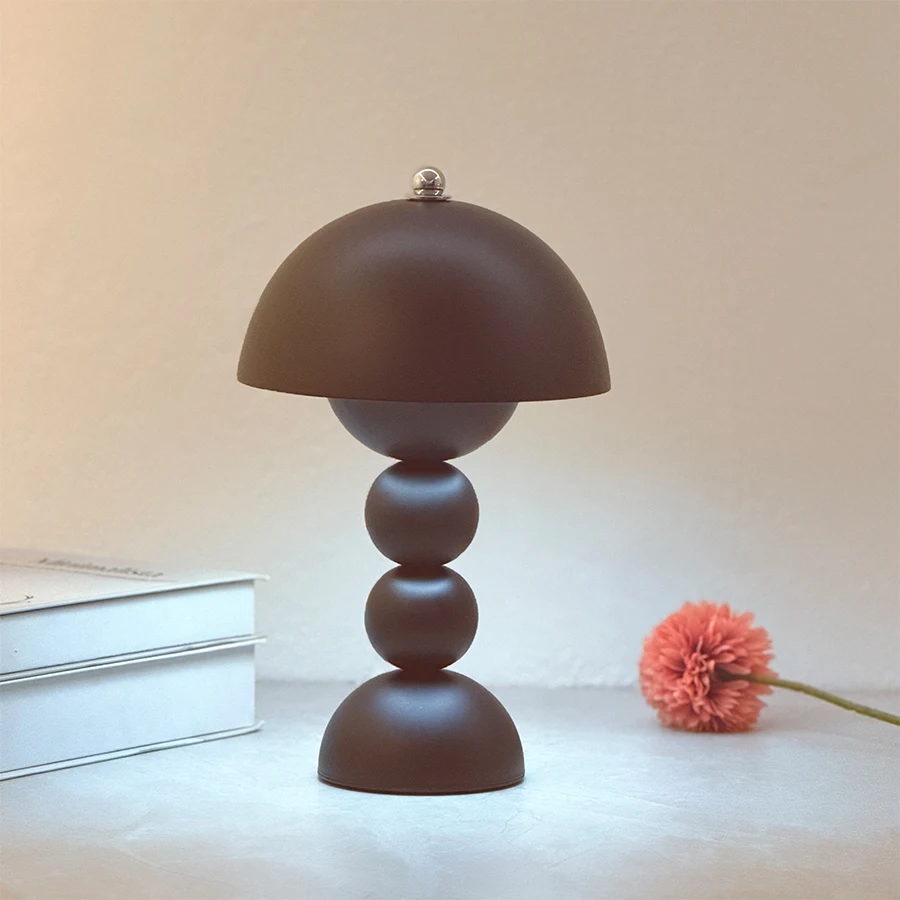 1 Stück Vintage Perlen-Pilz-Nachttischlampe, 3-Farben-Temperatur-Touch-LED-Licht, USB-betrieben, Schlafzimmerdekoration zum Verschenken – Detail 4