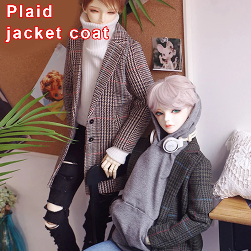 

D03-P624 children toy BJD DD SD MSD 1/6 1/4 1/3 doll's Photo props clothes Woolen plaid jacket coat 1pcs