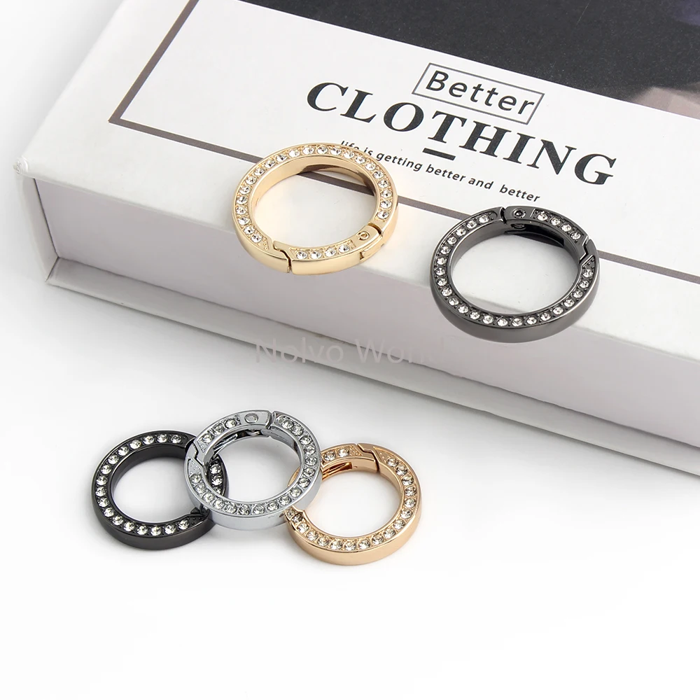 5/20/100PCS 19mm 25mm Rhinestones Keychain Crystal O Ring Spring For DIY Keyring Bags Handbag Belt Clip Trigger Buckle Accessory