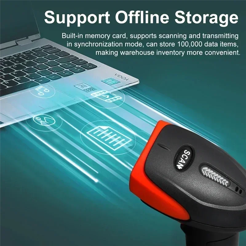2D 핸드헬드 바코드 스캐너 휴대용 2.4G 무선 블루투스 1D 2D QR 코드 리더 유선 바코드 스캐너
