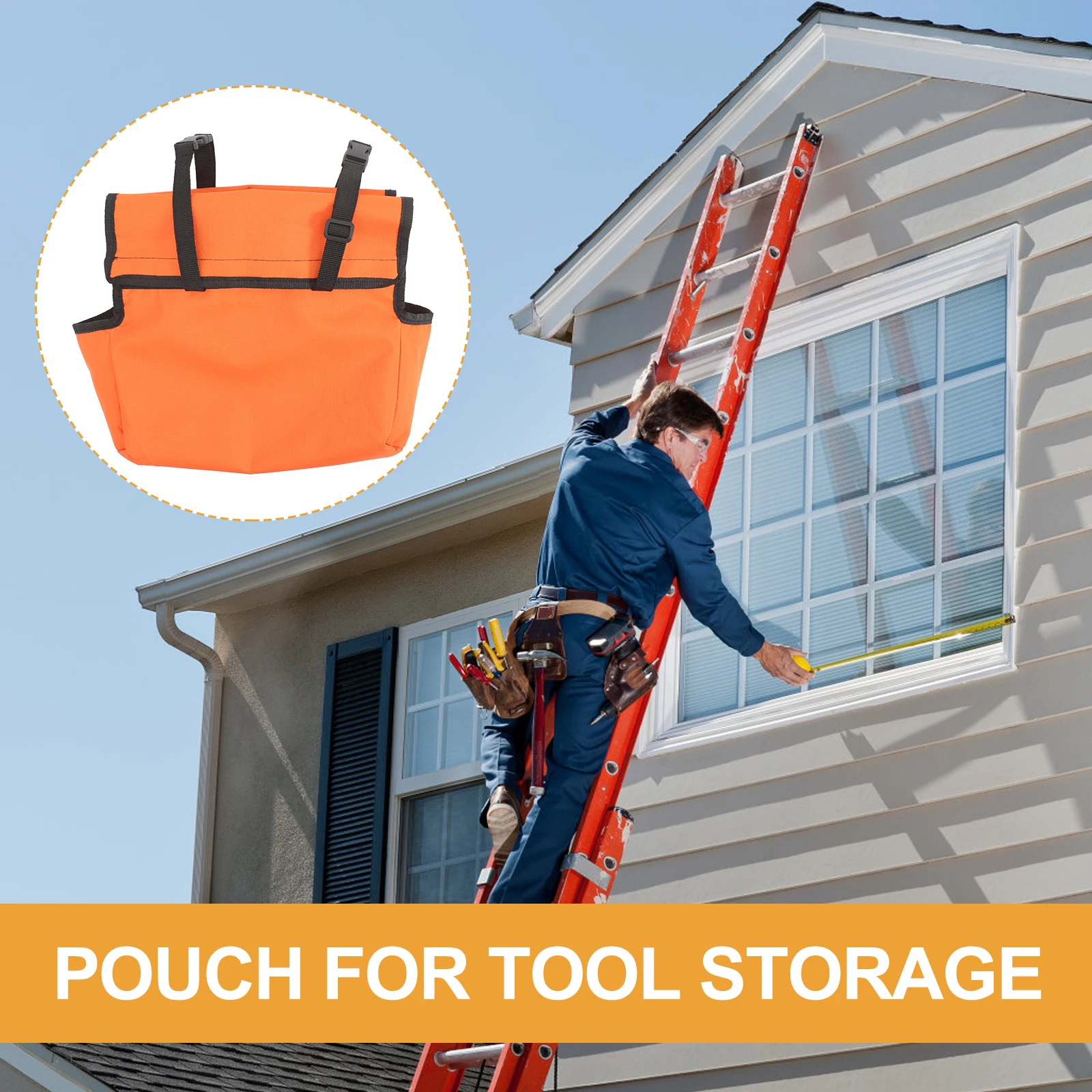 Telescoping Ladder Tool Bag Cloth Reusable Storage Pouch For Folding Ladders Large Capacity Portable Organizer With Hanging