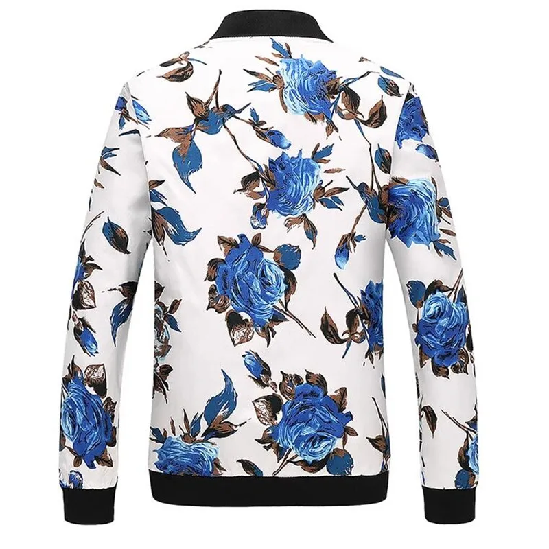 New Men Long Sleeved Baseball Collar Casual Sports Jacket Fashion Male Daily High Street Flower Coats