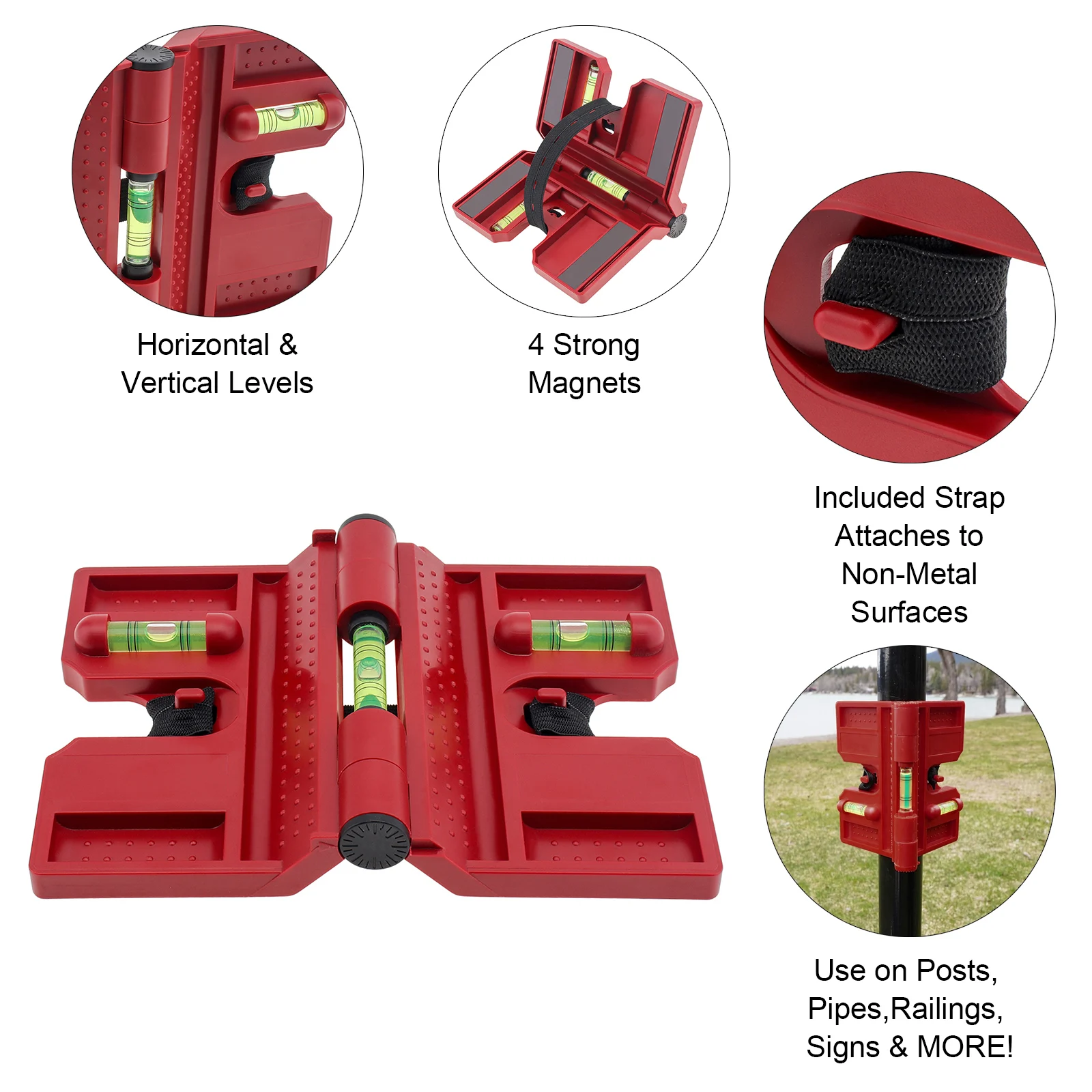 Imagem -03 - Magnetic Post Level Tool Dobrável para Carpintaria Horizontal Vertical Activity Fence Pipe Tube Angle Meter Ajustável