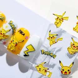 Pokemon Pikachu Nail Stickers Anime Cartoon New Craft Kawaii Thin Tough Manicure Stickers Transparent Back Glue Nail Stickers