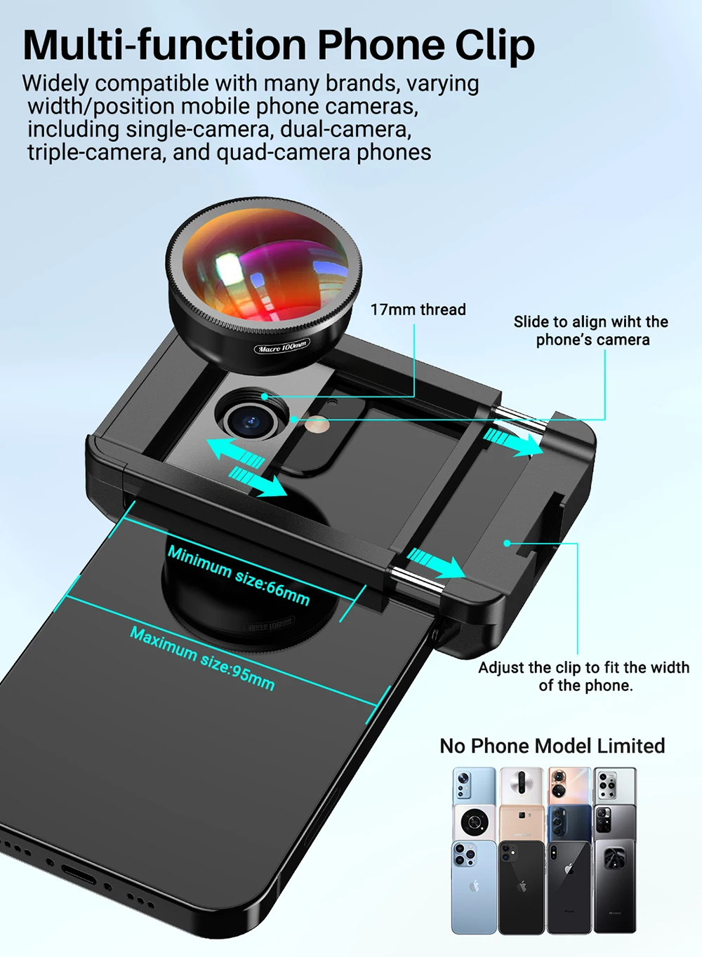 APEXEL-lente macro mejorada 4k HD de 100mm con filtro CPL, microlentes de abrazadera Universal para iPhone, Samsung y todos los teléfonos