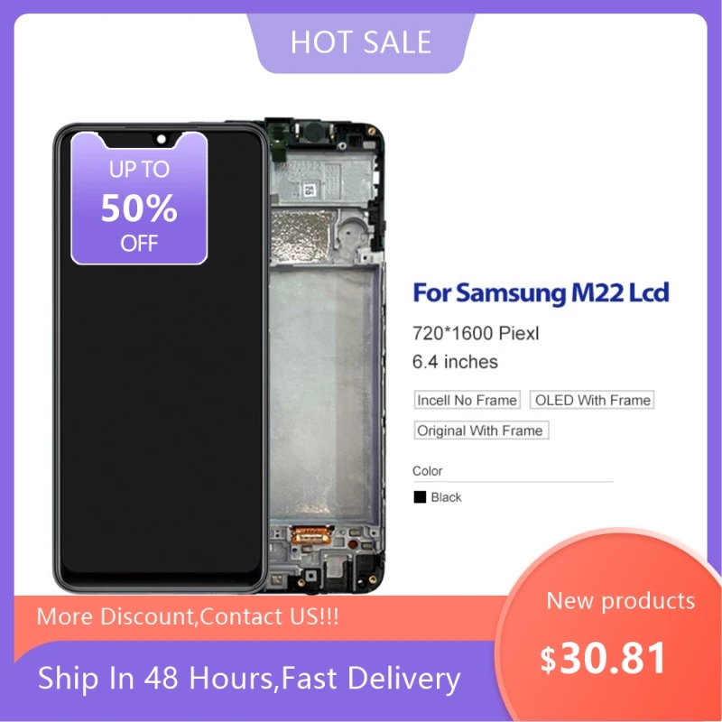 

1Pcs 6.4 Inch M22 4G Display For Samsung Galaxy M22 LCD With Touch Screen Digitizer M225 M225F/DS Assembly With Tools