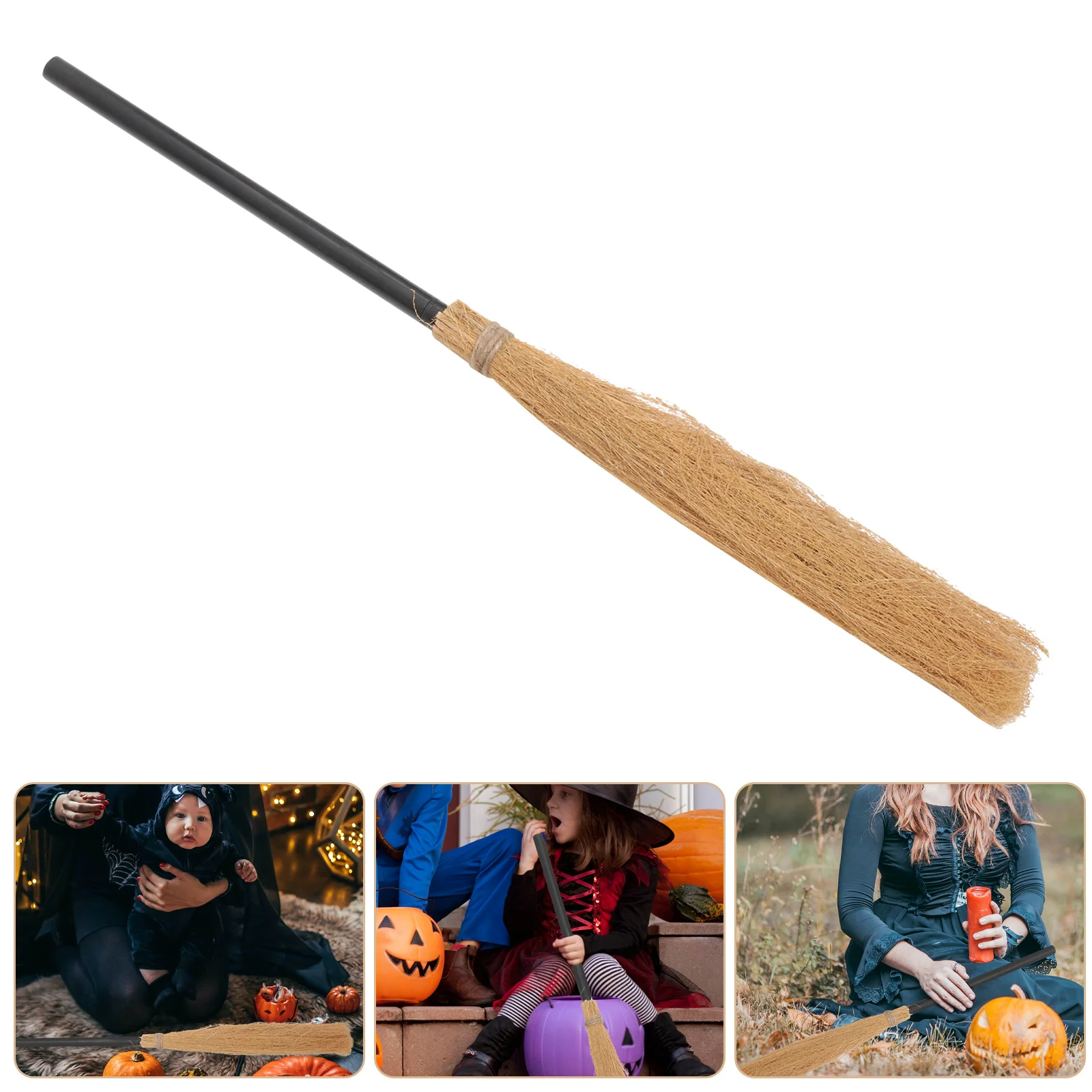 

Witch Broom Prop Lightweight Durable Halloween Costume Accessory Detachable Design Realistic Wizard Broomstick Decor Party