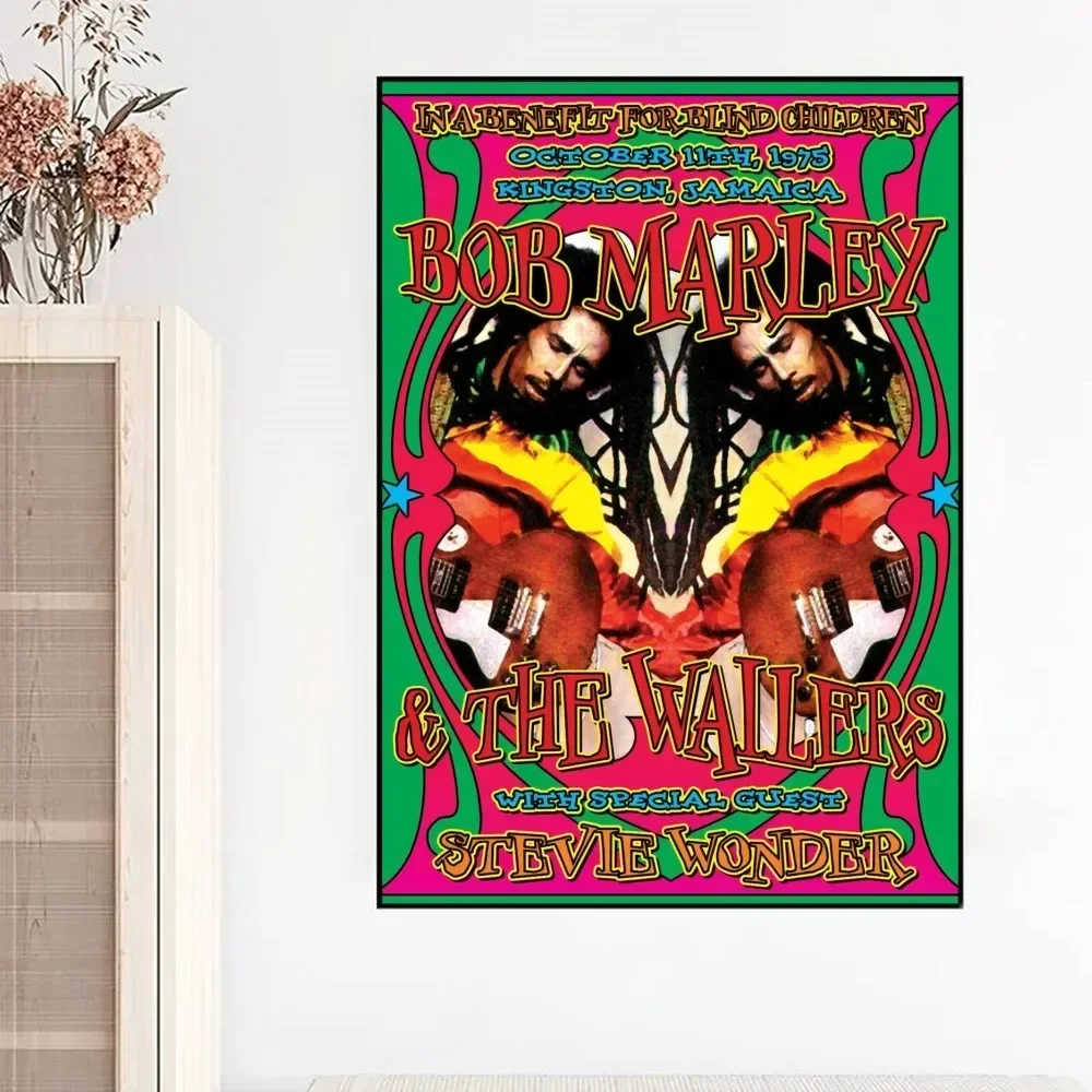 Reggae Wailing Wailers Bob Marley  Poster Fancy Wall Sticker for Living Room Bar Vintage Decorative Painting Middle