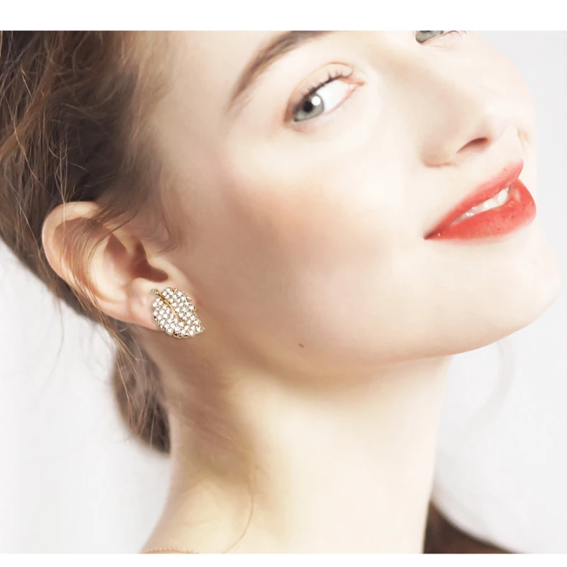 Hgflyxu  Ear Clip Earrings for Women Gold Plated Luxury Zircon  Zinc Alloy Crystal Gift Party Wedding Jewelry