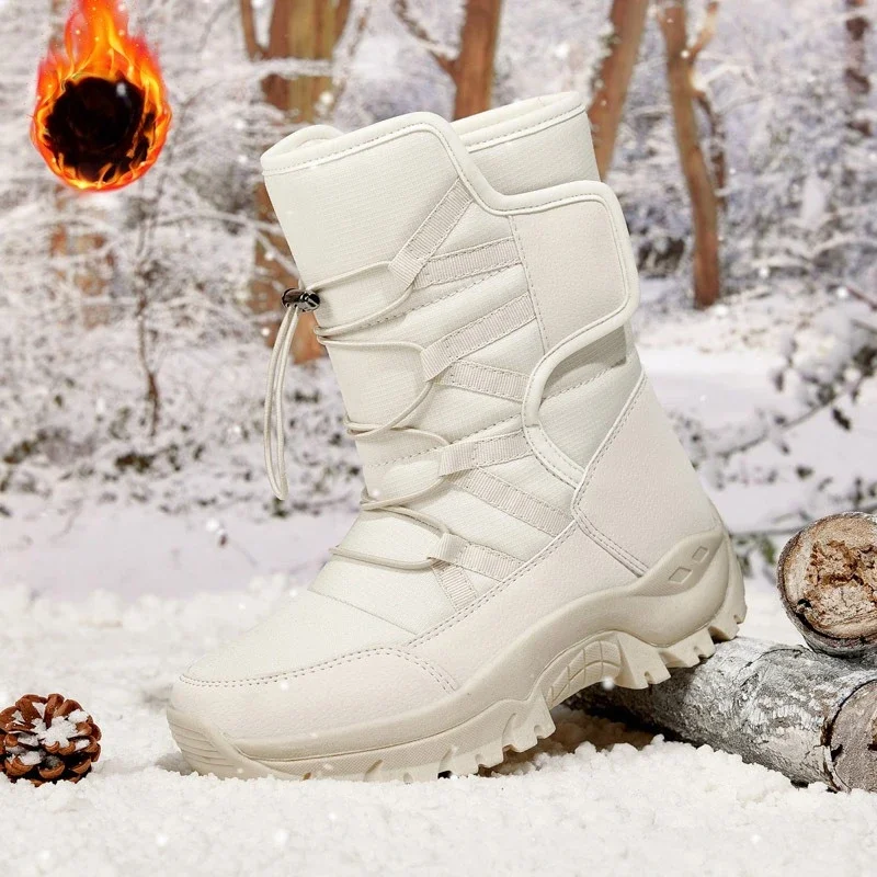 Winter Frauen Stiefeletten Warm Halten frauen Schnee Stiefel Outdoor Slip auf Plattform frauen Wandern Verdickt Plüsch Frauen