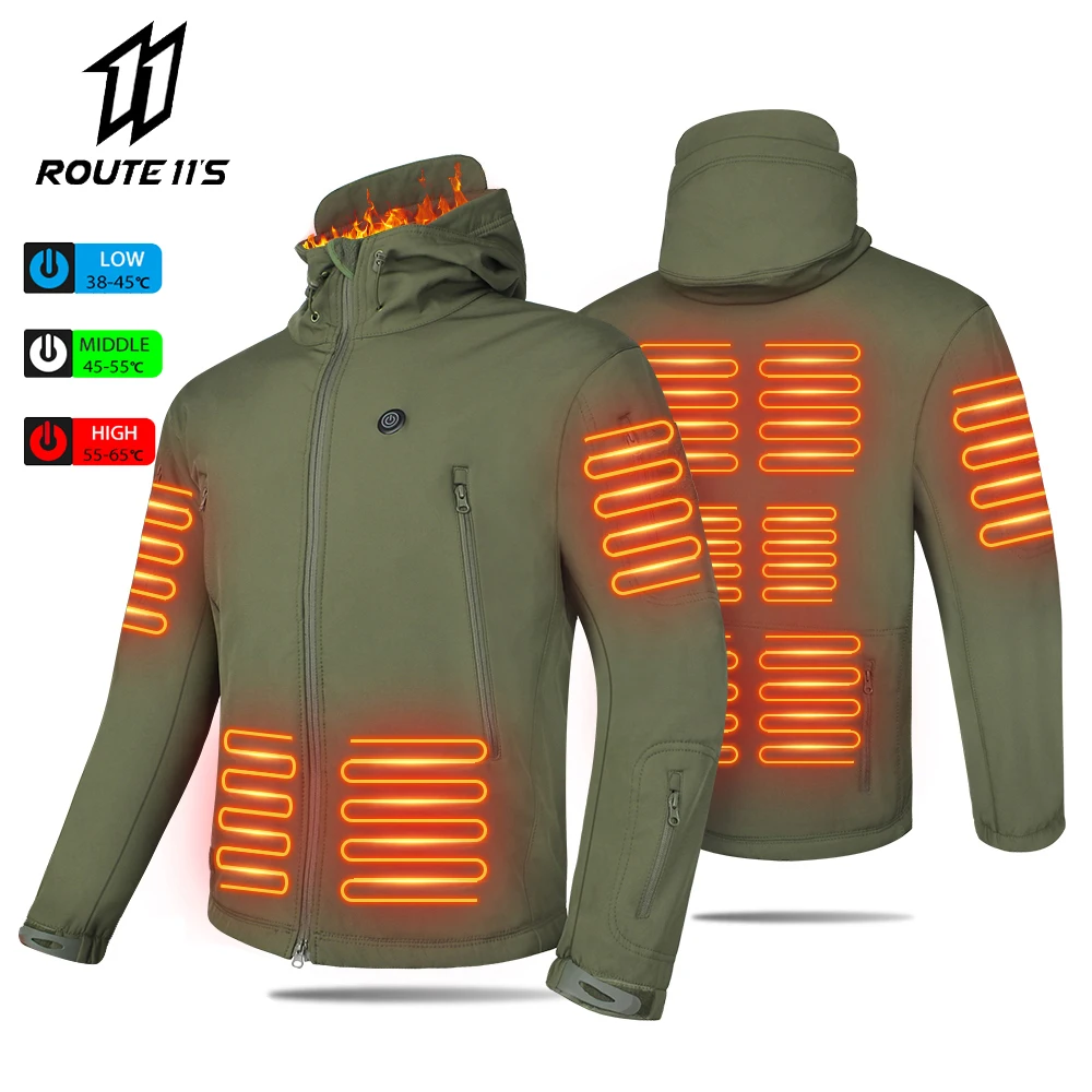 

7 Zone Heated Jacket Winter Motorcycle Hooded Jacket Men Women USB Electric Heating Thermostatic Camping Warm Jacket Washed