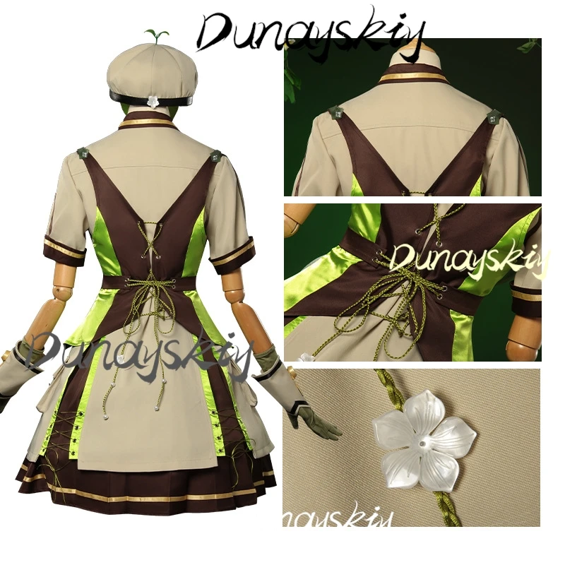 نيكي تأثيري أنيمي إنفينيتي نيكي الأخضر لوليتا فستان شعر مستعار العالم المفتوح مجموعة الغابات دعوى هالوين المرأة الزي المخصص