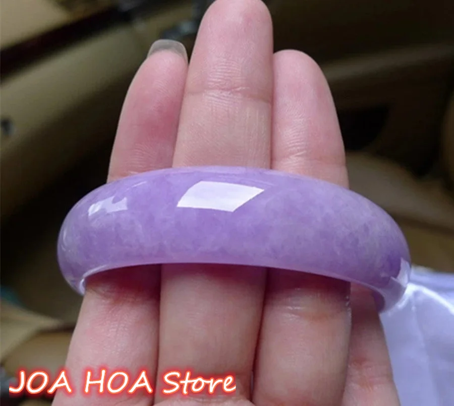 Natural Burmese Violet Hand Carved Jade Bracelet Jewelry