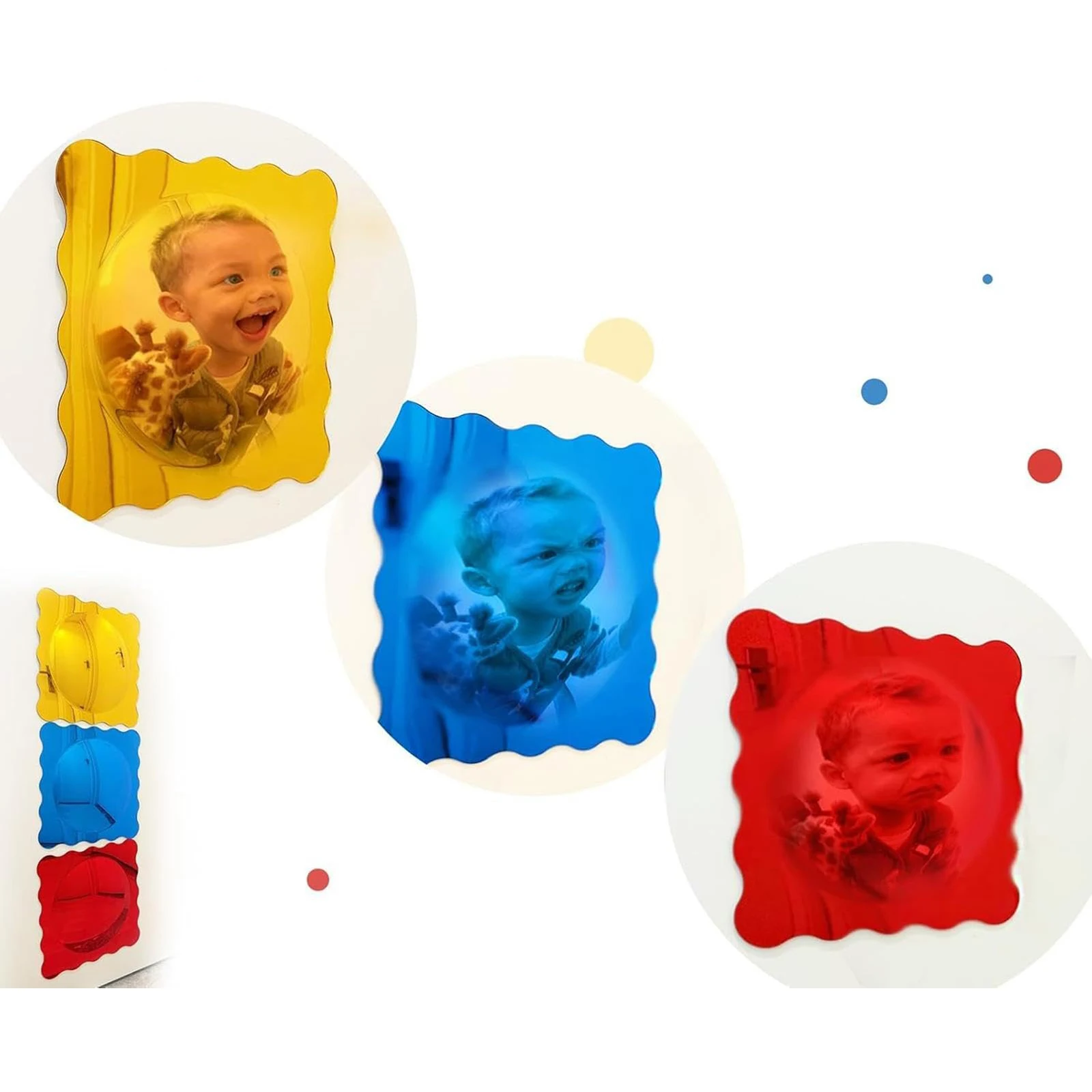 3 Pack Multicolor Bubble Sensory Mirrors Reflective Bubble Mirror Self-Adhesive Convex Mirrors for Feelings Exploration Tactile
