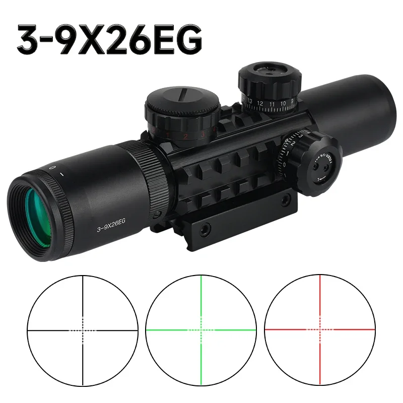 Tactical 3-9x26EG Scopes Green Red Illuminated Riflescope Mildot/Range Finder Reticle Adjustable Optic Sight Sniper Airsoft Air