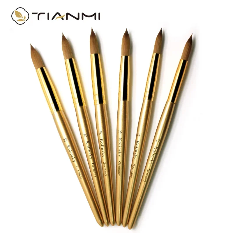 TIANMI Kolinsky Brush Sable Acrylic Nail Art Brush Gel Builder Tools Nail Design Drawing Pens Profesional Manicure Brushes