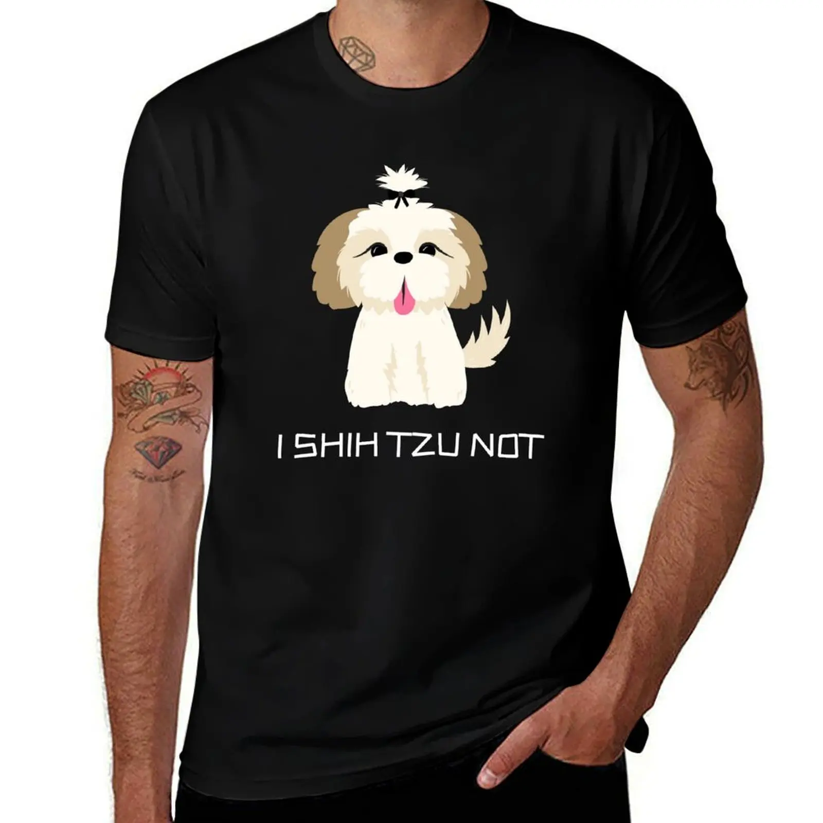 

Funny 'I SHIH TZU NOT' cute shih tzu dog T-Shirt man clothes anime shirt Blouse T-shirts oversize heavyweight t shirts for men