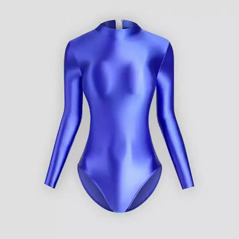 Body sportivo da palestra a maniche lunghe con cerniera, aderente, taglie forti, tuta sportiva da donna