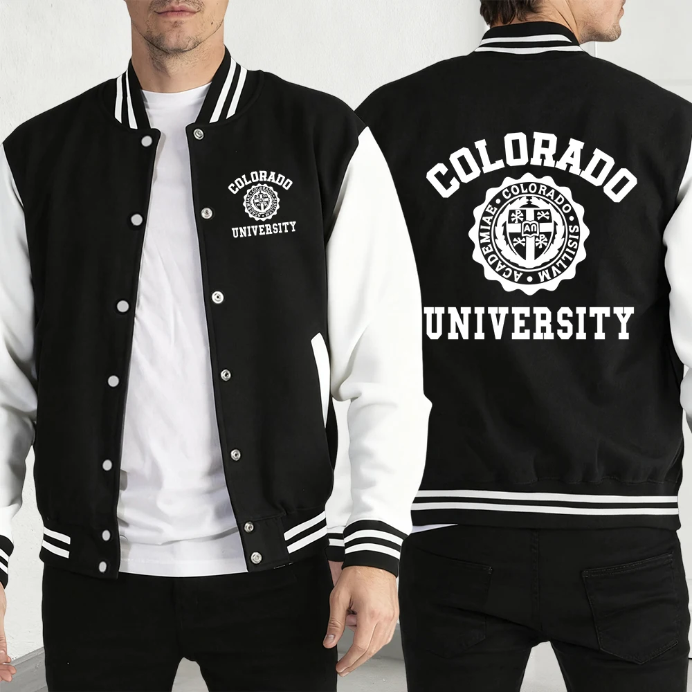 

Бейсбольный трикотаж с принтом Колорадоского университета, мужская модная свободная куртка Y2K, мужская одежда в стиле хип-хоп, осенняя новая повседневная флисовая одежда