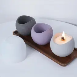 Curved Candle Cup Silicone Mold Cement Scented Jar Gypsum Vase Pencil Holder Mold DIY Handmade Jewelry Storage Box Home Decor