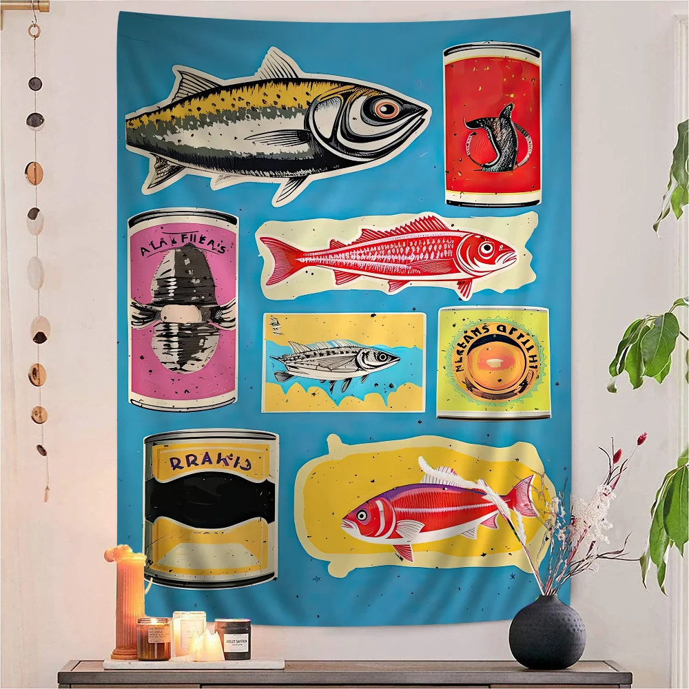 

Colorful Sardine Lobster Fish Ocean Tapestry Anime Tapestry Hanging Tarot Hippie Wall Rugs Dorm Wall Hanging Sheets