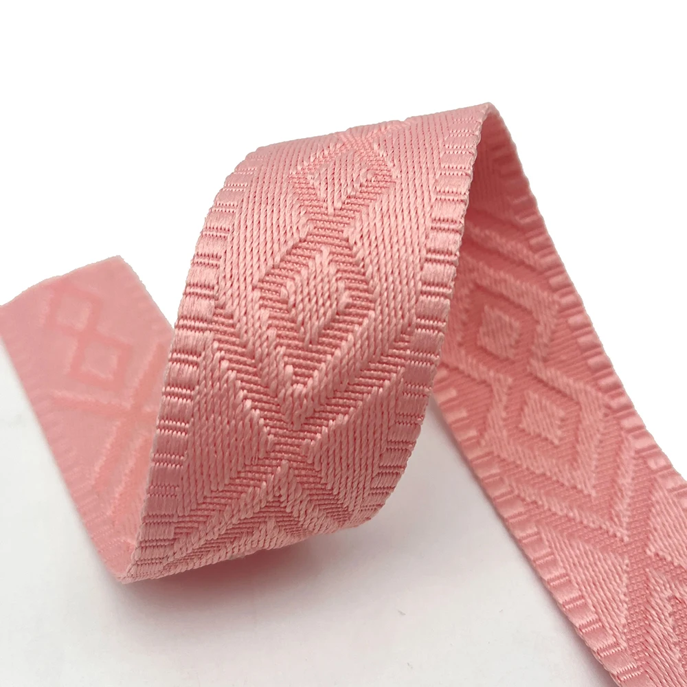 Double side Rhombus weaving pattern jacquard Polyester webbing 100% polyester tape strap 38mm wide