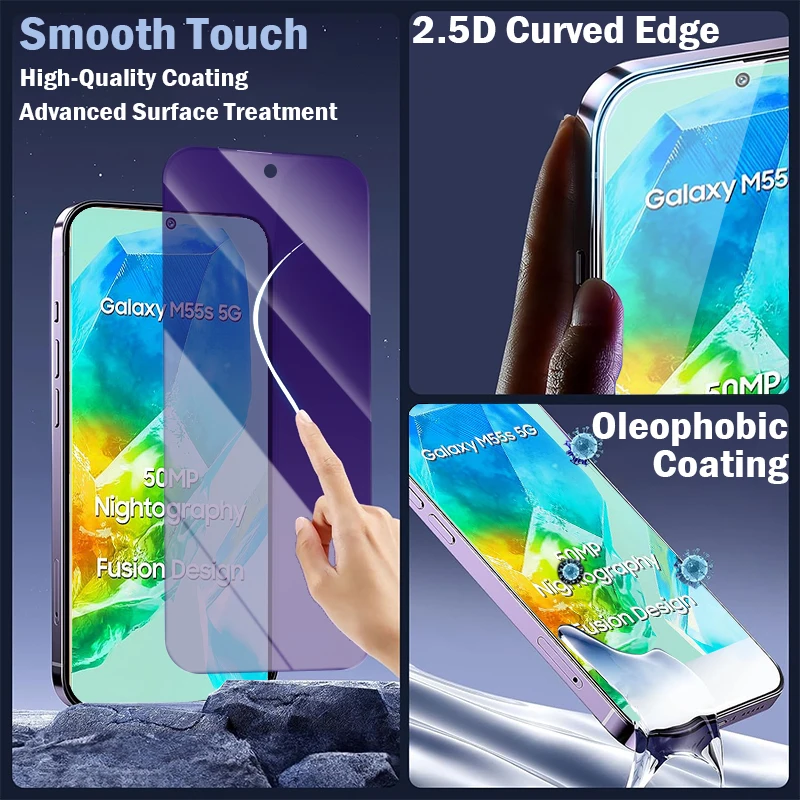 블루 라이트 방지 강화 유리, 삼성 갤럭시 M55 M55S M53 M34 M14 M05 M35 M54 M04 M23 M33 M15 M52 스크린 보호대, 2-4 개