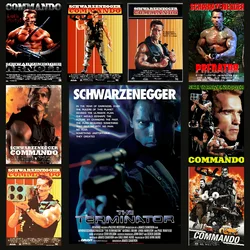 Commando Arnold Schwarzenegger Classic 1985 Movie Poster Self-adhesive Art Waterproof Paper Sticker Coffee House Wall Decor