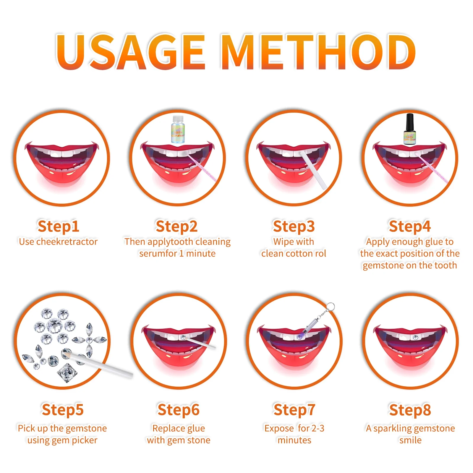 ชุดอุปกรณ์ตกแต่งฟัน DIY คริสตัลเพชรน้ำ วัสดุปลอดภัย ติดง่าย ลอกออกง่าย ชุดเครื่องประดับฟัน