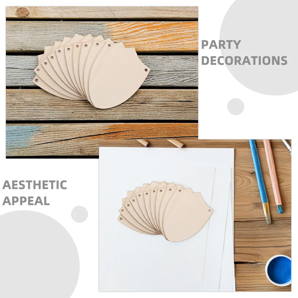 20Pcs Unfinished Blank Wooden Shields Natural Wood Craft DIY Decor Party Favors Medieval Wedding Decorations