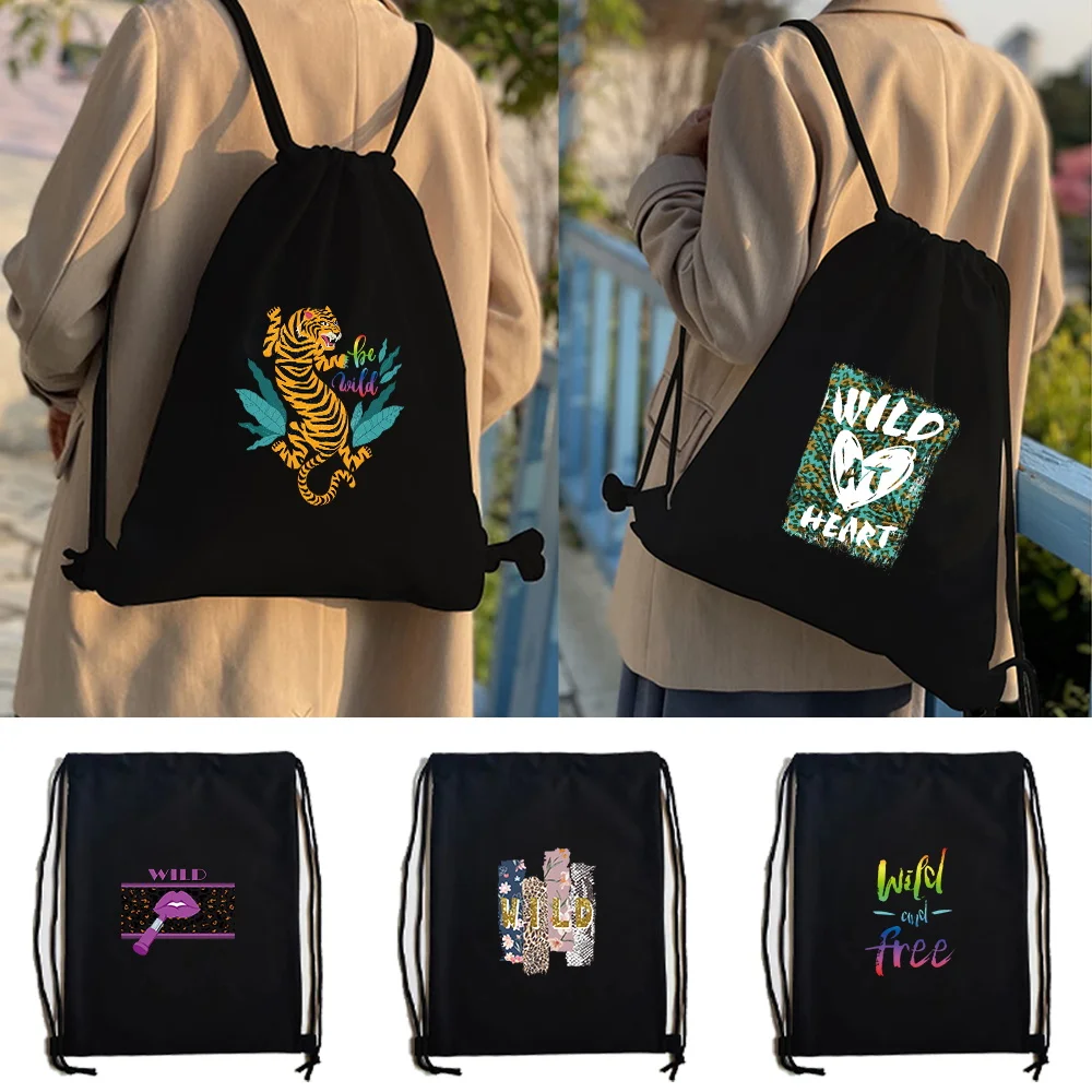 Drawstring Backpack Beach Bag Outdoor Fitness Sport Bag Bundle Pocket Wild Drawstring Bag Backpack Women Backpack Shopper Bags