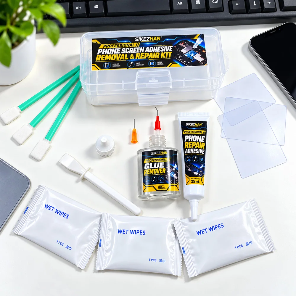 2026 New Phone Screen Repair Kit, Adhesive Glue & Remover Set with Opening Picks, Wipes and Cleaning Tools for Smartphone Repair