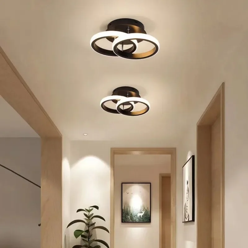 Modern Round LED Ceiling Lamps 110-220V Double Circle LED Ceiling Lights for Entrance Balcony for Bedroom Aisle Home Decro Lamp