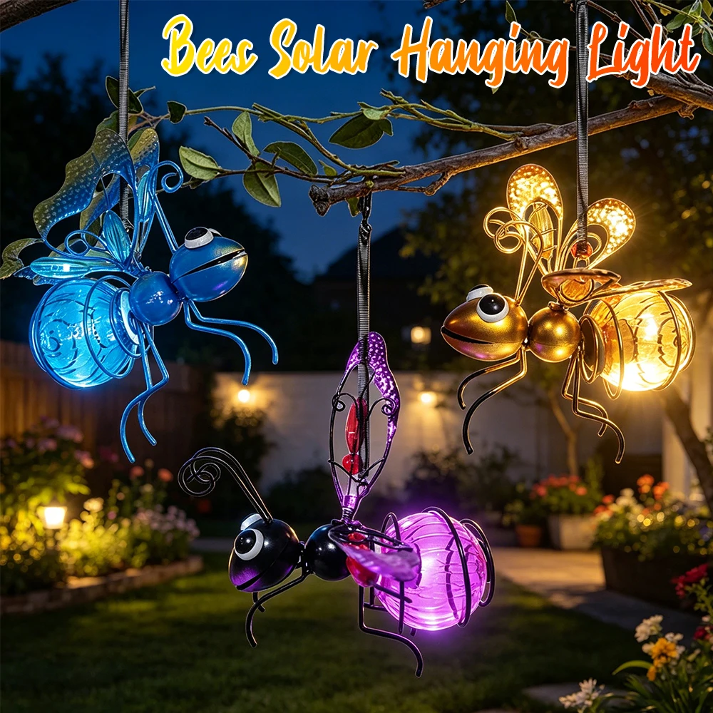 Lighting Bug Decor - Güneş enerjili LED ışıklı böcek heykeli,