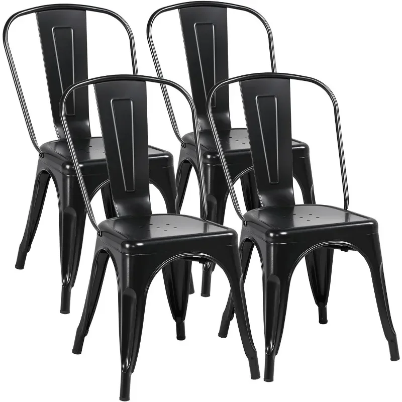 

Iron Metal Dining Chairs Stackable Side Chairs Bar Chairs with Back Indoor/Outdoor Classic/Chic/Industrial/Vintage Bistro