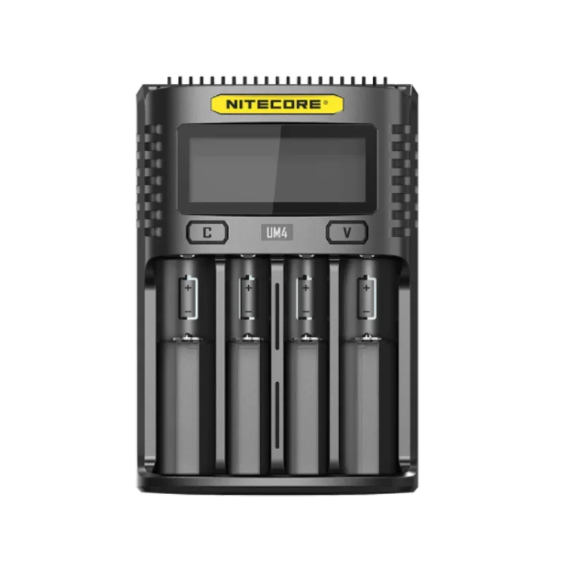 Imagem -02 - Nitecore-carregador Esperto do Lcd Um4 2a Usb Entalhe Quatro qc c4 Vc4 Lcd Imr Inr Icr Li-íon aa 18650 14500 Original