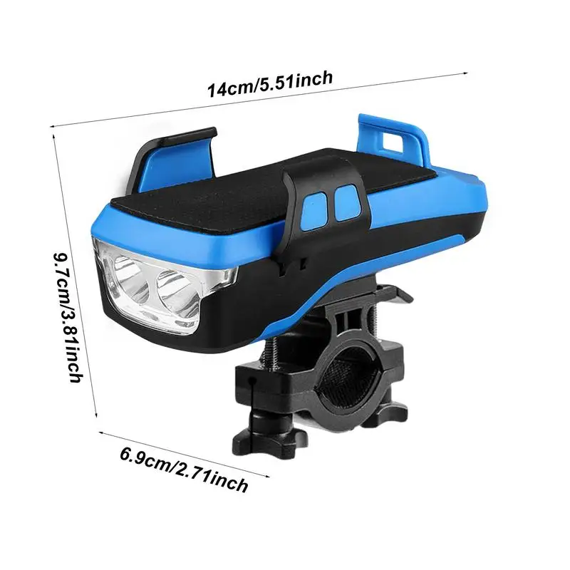 Mountain Biking Light Waterproof 4-in-1 Mountain Cycling Headlamp With Power Bank 130dB Horn Light Phone Bracket Front Light