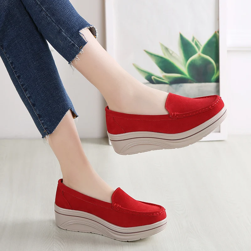 42 large size women\'s shoe cover foot suede leather single shoes waterproof platform increase thick sole British single shoes