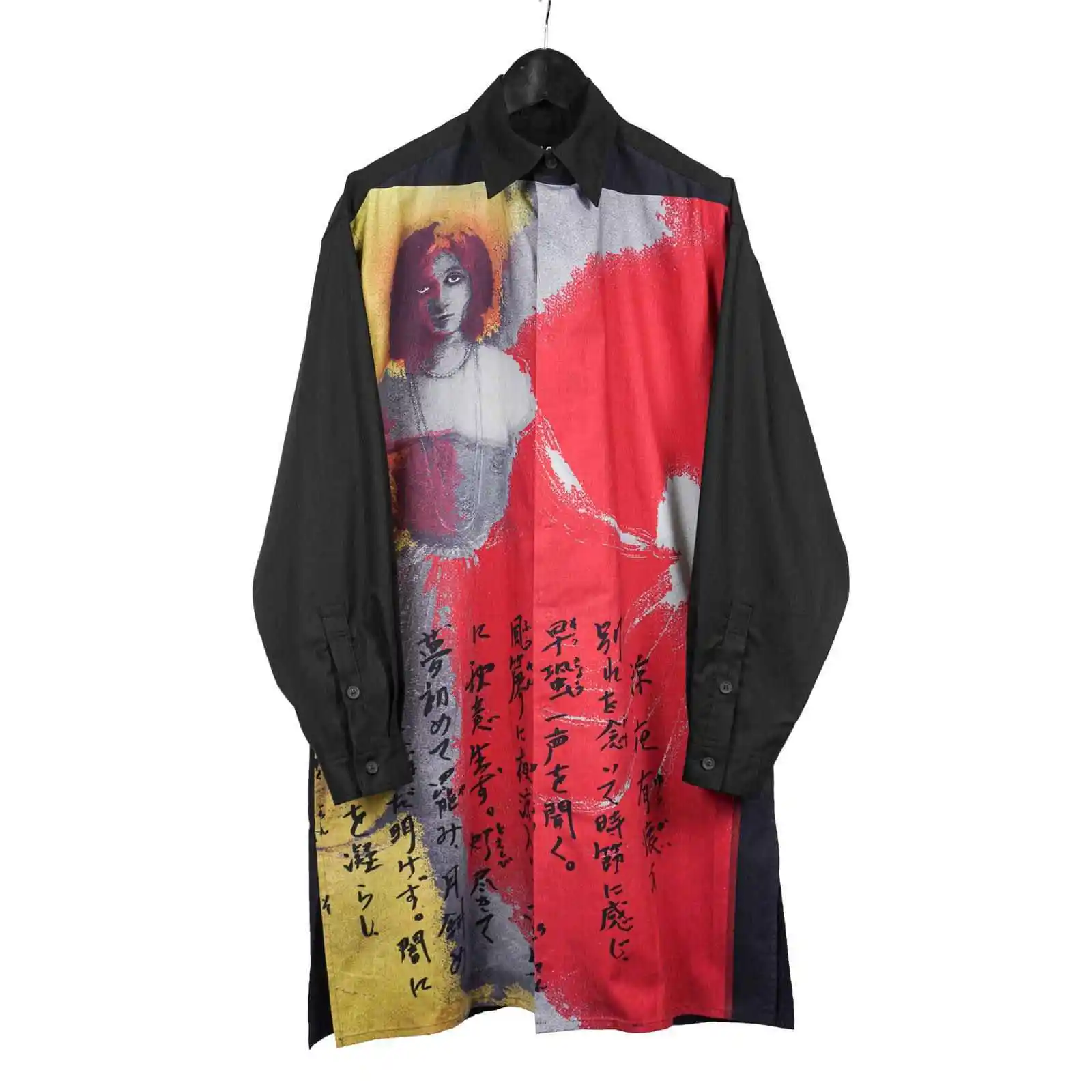 

TOP-YAMOTO Японский оригинальный дизайн Темно-нишевая рубашка из чистого хлопка с длинными рукавами и принтом Uchida Bird