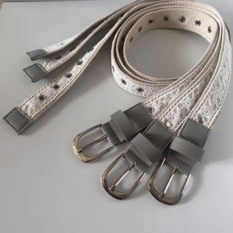 Vintage-Spitzengürtel für Damen, modische Metallschnalle, dekorativer Taillengürtel, Retro-Jeans-Accessoire, koreanisches Trenddesign, 110 cm – Detail 2