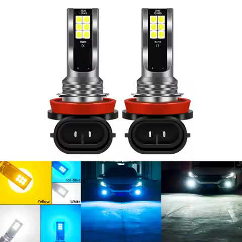 1PC H8 LED H11 H1 9005 9006 HB3 HB4 H7 H3 H4 Car Fog Lights With 3030 Chips12LED 6000K White Auto Fog Lamp Day Running Light 12V