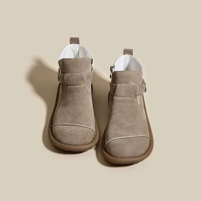 

Retro Womens Boots New Fashion Suede Ankle Boots Exquisite Round Head High Top Casual Shoes for Woman Designer Boots Botas Mujer