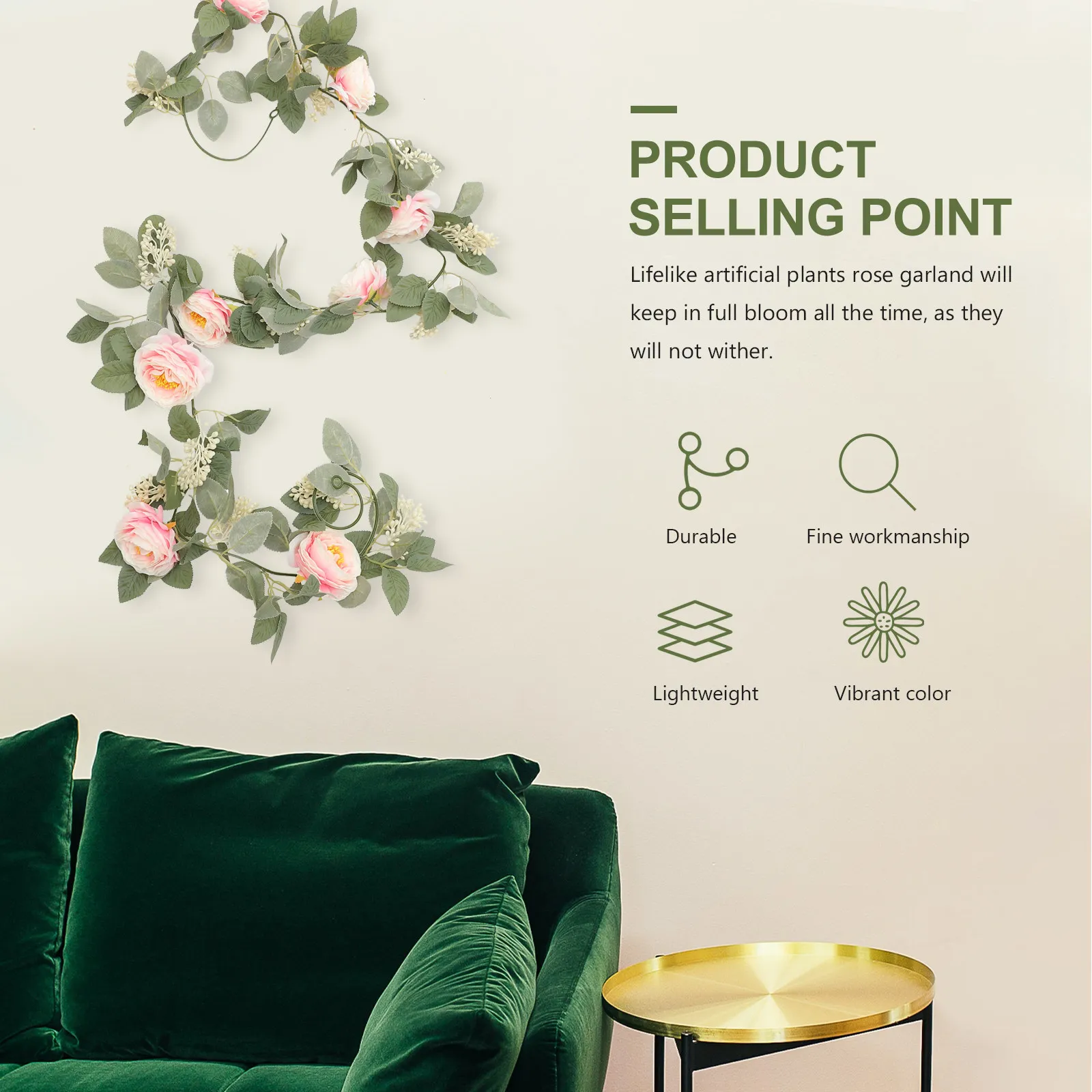 

Simulation Rose Garland Pink Rose Vine Exquisite Lightweight Decorative Flower Vine for Home Wedding Party Wall Ceiling Room