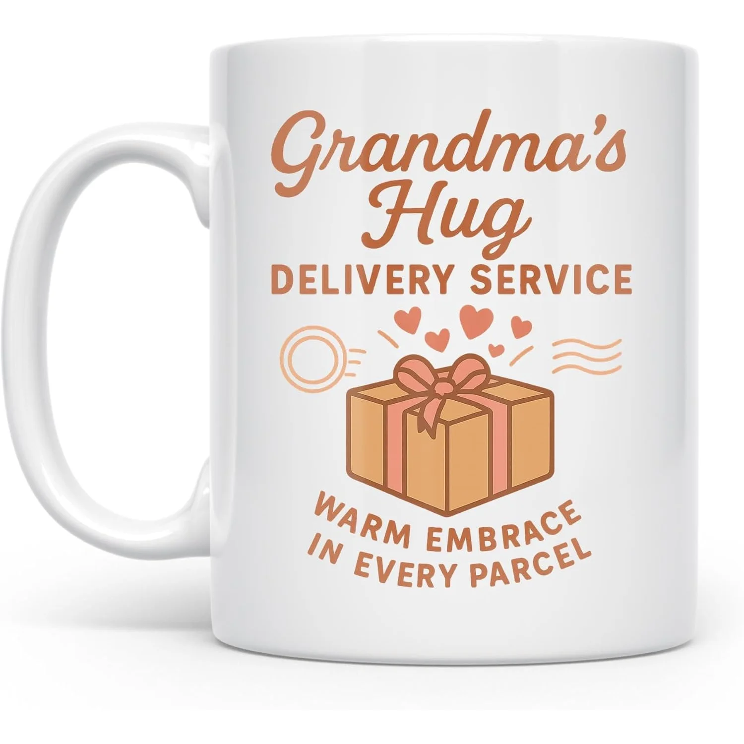 

Кружка «Объятия бабушки», 330 мл, керамическая чайная чашка с надписью для семьи на расстоянии — двусторонний ретро-дизайн в стиле почтовой рассылки, для микроволновой печи и посудомоечной машины