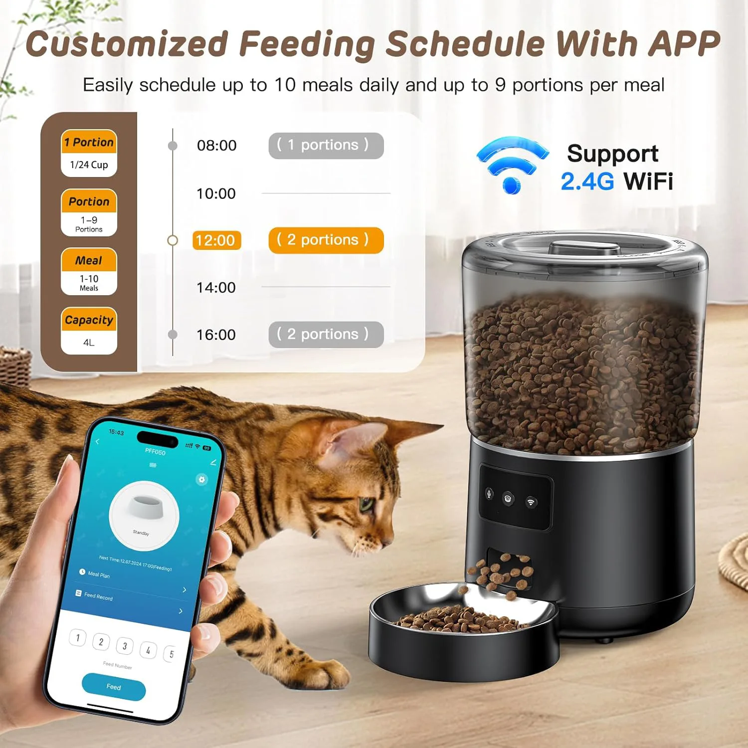 Comedero automático para perros y gatos con app y voz - imagen 4